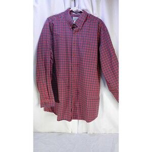 L.L. Bean Mens XLT Shirt Wrinkle Resistant Cotton Traditional Fit L/S Red/Blue